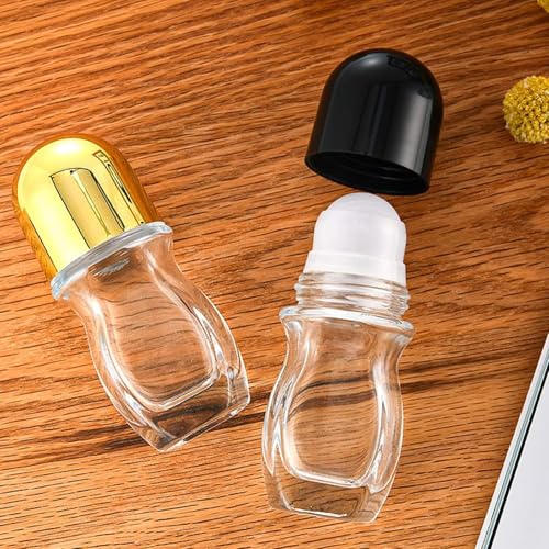 Frascos de rolo vazios de vidro redondo de 50 ml para óleos essenciais, desodorante à prova de vazam