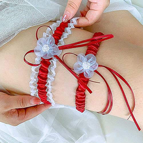 Image of Women Wedding Bridal Legs Garter Set Bridal Garters Lace Belt with Toss Away JW20