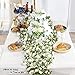 PONKING 8 Pcs x 8.2 ft Flower Garland Artificial Rose Vine Flowers with Green Leaves Hanging Fake Roses Vine for Room Party Home Wedding Birthday Christmas Wall Arch Decor, Spring White Flower