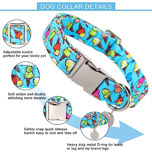 Up Urara Pup Ice Cream Summer Cotton Dog Collar With Metal Buckle Gift Collar For Small Medium Large Girls Or Boys Dogs Cute Durable Comfortable Pet Collars thumb #2