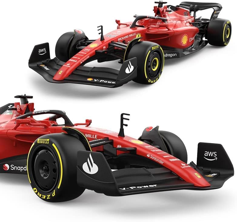 RASTAR R/C 1:18 Ferrari F1-75 vehicle, showing the underside where batteries are installed.