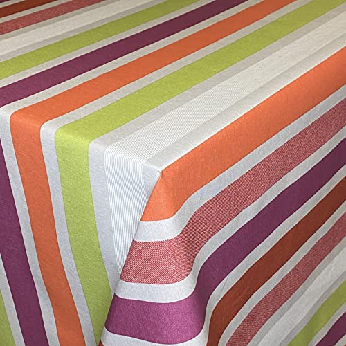 KEVKUS Mantel Jacquard con revestimiento de algodón Caravaggio-Multi a rayas, multicolor, redondo, ovalado (borde: ribete de algodón, 140 x 160 cm cuadrado) Cover