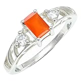 SILVERTROVE Anillo de plata de ley 925 con piedras preciosas Corniola para hombre y mujer. Artículo de regalo. Joyería artesanal CRG1248AF_71 (22.6)