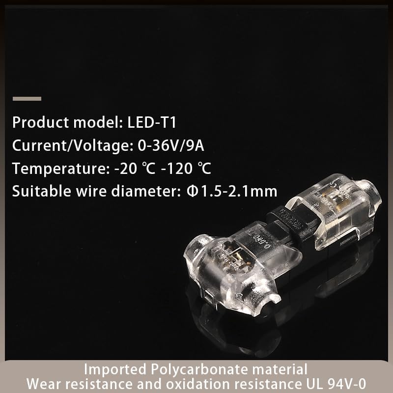 10PCS 2 Pin Way Waterproof Electrical Connector Led Car Compact Wire Connectors Splice Crimp Terminal Block(T1 Transparent)