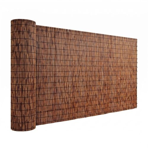 Pantalla de Privacidad de Caña para Exterior, Cañizo Natural para Cubre Vallas. Estera de Bambú Decorativa con Protección Visual para Balcón, Patio y Cenador(Carbonizado,125x150cm)