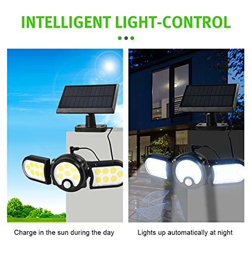 YANZHU Zonne buitenverlichting met 3 koppen, zonne-outdoor drie hoofden wandlamp voor binnenplaats gazon tuinverlichting… - Afbeelding 8