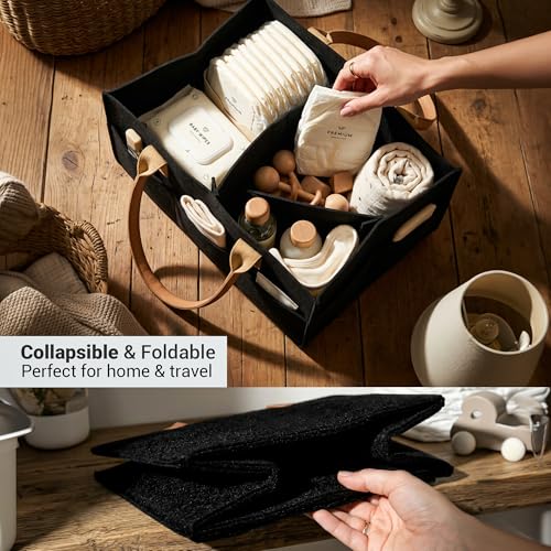 Image of BAYBEE Tidy Stylish & Modern Diaper Bag for Mothers for Travel | Large Capacity Storage Diaper Bag | Strong & Sturdy Baby Organizer Storage | Portable Diapers Caddy Organizer (Black)