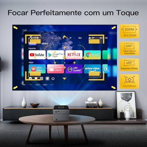 【Netflix Autorizar】XNANO Mini Projetor Portátil,Foco Eletrônico,Projetor Inteligente,com 5G WiFi BT