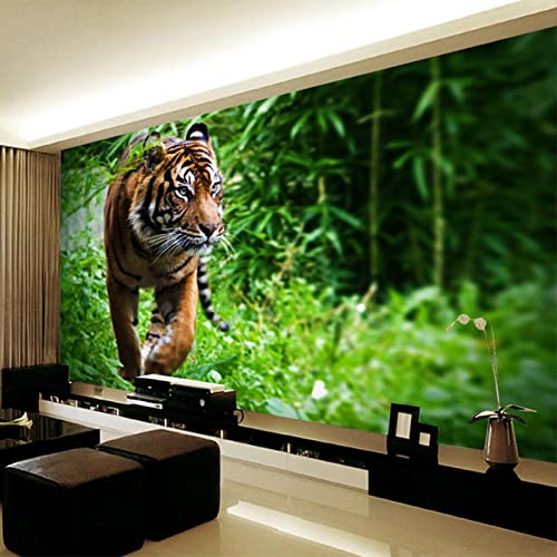 Animal Tiger Wallpaper Mural, Jungle Photo Large 3D Background Wall Art Mural, Premium Fashion Interior Design Decor Wall Sticker For Living Room Bedroom Home Mural59"W X 39.4"H #TOP1
