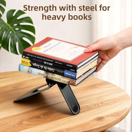 Image of HappyHapi Book Ends, Metal Bookends for Shelves, Non-Skid Book End to Hold Books, Black Book Stopper /Holder for Office Home Kitchen, 5.7X 4.9 X 6.5 in, 3 Pair(6 Pcs, Large)