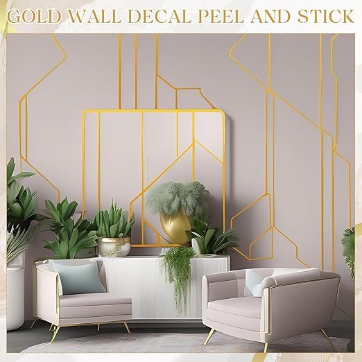 VARDISTA Golden Tape 1CM x 50M, Self-Adhesive Decorative Foil Line Border Tape with Mirror Finish for DIY Craft, Tiles, Walls, Ceiling, Cabinets & Floor Sealing Strip (Golden Patti) 2