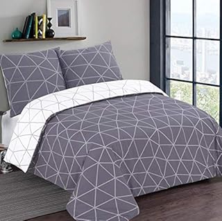 Vision - Zestaw pościeli Hugo White - komplet pościeli 260x240 cm z 2 poszewkami na poduszki do łóżka Kingsize 2-osobowego - 100% bawełna
