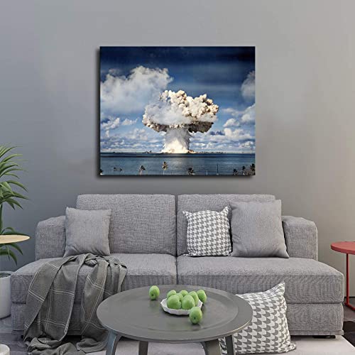 1946 Bikini Island Atomic Bomb Explosion Mushroom Cloud Poster Canvas Decorative Painting Wall Art Gift Bedroom Office Living Room Home Ultra Clear Background Wall (Unframed,16×20Inch) #TOP1
