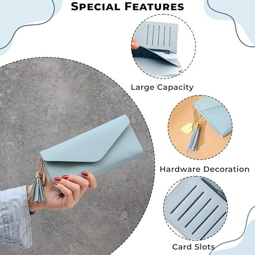 Image of Kraptick Women's Wallet -Stylish and Compact Purse Clutch Wallet, Stylish Card Coin Holder, Debit Card Holder, Money Organizer and Travel Wallet for Women with 13 Slots (Sky Blue)