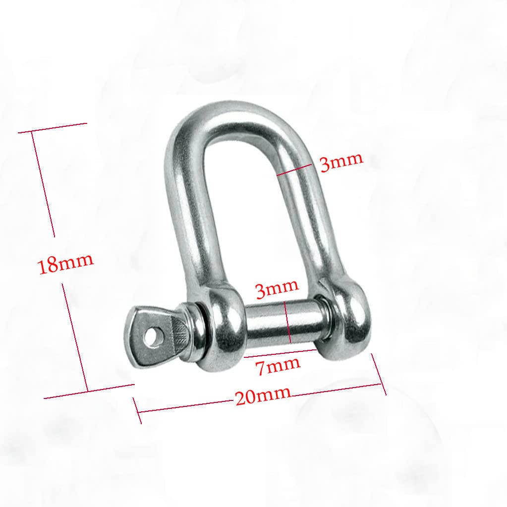 316 Stainless Steel D Shackle, Mini Shackles Bracelet,for Paracord Jewelry, Marine Grade Sailing Rigging Shackles,10 Pieces (1/8") - Image 2