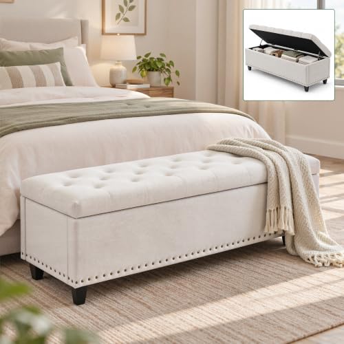 Tbfit 50.8' Ottoman with Storage, Button‑Tufted Bench with...