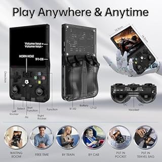 Febotak R36MAX Retro-Handheld-Spielkonsole, 4-Zoll-IPS-Display, 128 GB Speicher, 25.000 Spiele, Linux-System, 4000-mAh-Akku, Mini-Arcade-Konsole (Deep Black)