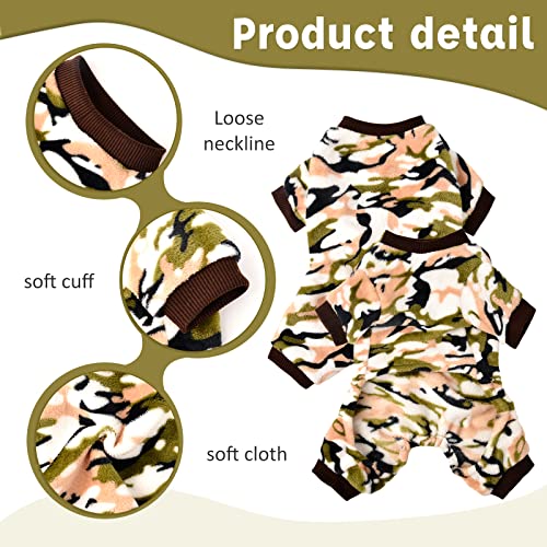 Chihuahua Pajamas For Dogs Small Puppy Pjs Fleece Winter Warm Dog Jumpsuit Cute Pet Clothes Tiny Dog Sweater Clothing Yorkie Teacup Outfits (Camouflage Green, Small) #TOP5