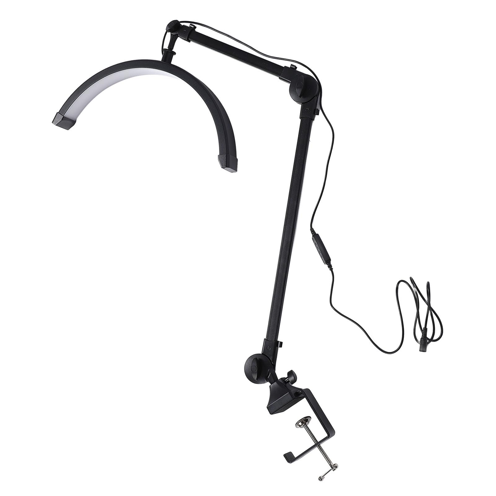 Sonew Lampka na Biurko do Paznokci Half Moon, 3 Tryby Oświetlenia Pielęgnacja Oczu Regulowane ramię Obrotowe Lampa LED do Paznokci z Zaciskiem, dla Profesjonalistów z Branży Pielę (wtyczka UE)