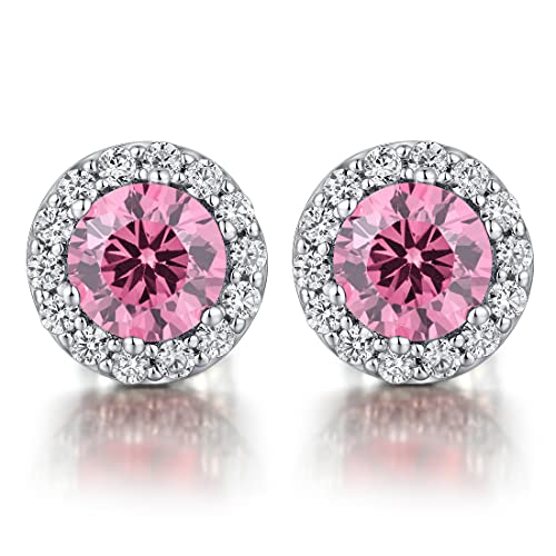 Boucles d'oreilles halo en argent et zircone cubique JiaYang pour femme