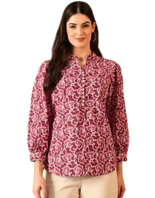 Image of Floral Printed Kurta, Full Sleeve