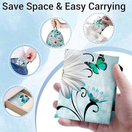 Image of Daisy Flower Butterfly Grip Bags for Gymnasts Green Drawstring Storage Pouch Bag for Outdoor Grip