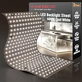 Shine Decor 24V LED Backlight Sheet, 28W 288 LEDs Bright Cuttable LED Panel Sheet, 19.6x9.8in Solder Free Adhesive LED Sheet for Kitchen Backsplash Stone Countertop, 6000K Cool White, 2 Pack