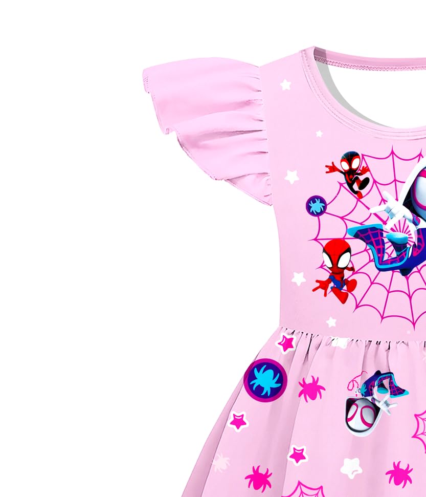 Little Girls Casual Dress Ruffle Sleeve Dresses Toddlers Cute Outfits 2-8 Years2