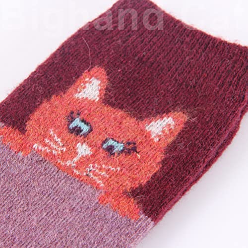 Image of IIG 5 Pairs Women's Vintage Style Thick Wool Warm Winter Crew Socks