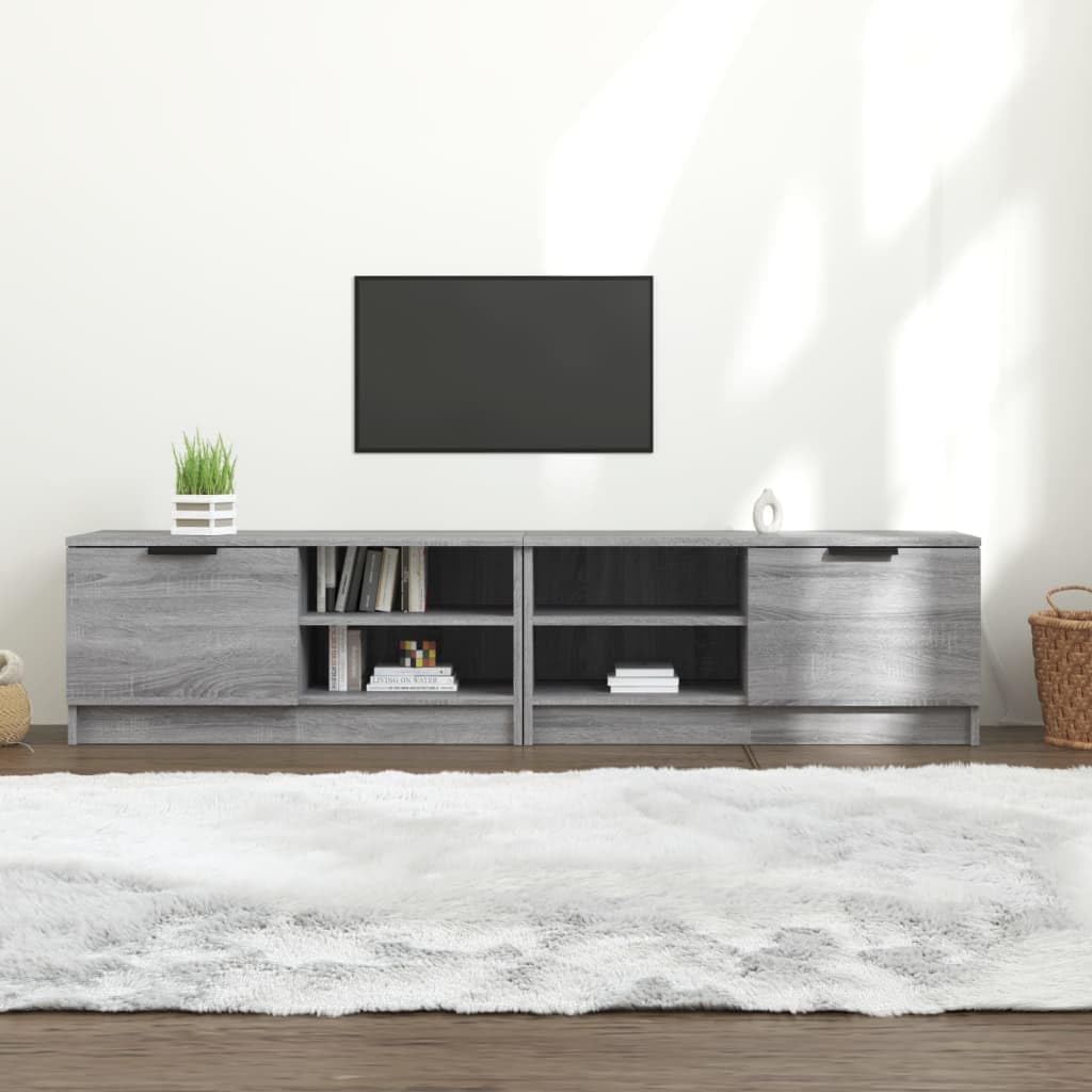 TV-Schrank Set, 2 STK. Grau Sonoma, 80x35x36,5 cm, Holzwerkstoff, mit Schublade, für Wohnzimmer, Media Center, stabil