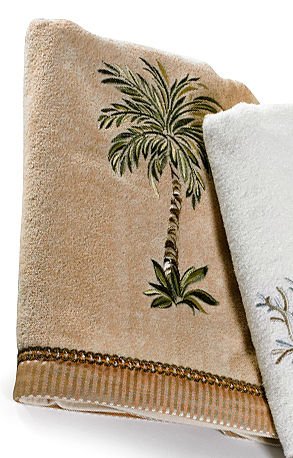 Yasirona TOMENGBEIAABBCC Dijkoo Avanti Palm Tree Bath Towel One Size Linen Beige