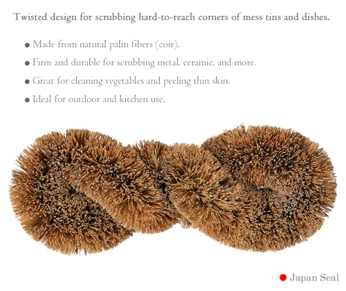 Image of Natural Palm Fiber Scrubber Set with 3 Shapes for Cast Iron, Dishes & Outdoor Cleaning