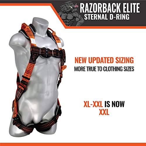 Malta Dynamics Razorback Elite Sternal D-Ring Safety Harness Fall Protection, Aluminum, Lightweight Full Body Harness, Quick Connect Buckles, Sewn-In Safety Belt - Osha/Ansi Compliant (L-Xl) #TOP3