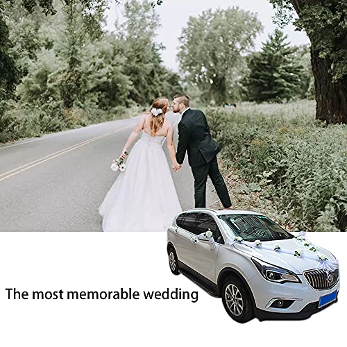 Irtyif Ribbon Wedding Car, Rose Flower Car Decoration, White Luxury Romantic Rose Wedding Car Decoration Butterfly Wedding Car Decoration Wedding Car Ribbon Decoration Wedding Party Decorations