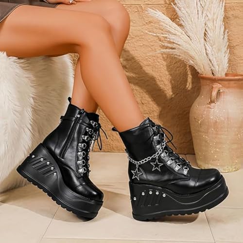 Image of Ulalaza Women Mary Jane Dress Pumps Lolita Shoes Cute Platform Gothic Double Ankle Strap Round Toe Chunky Heel Uniform Pumps Shoes Perfect for School Party Business Work Dance Date Night Club