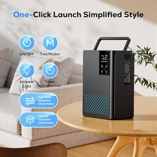 Deumidificatore 2500ML, Deumidificatore Ambiente Casa Muffa, Deumidificatore Silenzioso Deumidificatori Con Comandi Touch, Luci A 7 Colori, Timer, Spegnimento Automatico, Dehumidifier Per Casa Bagno - 7