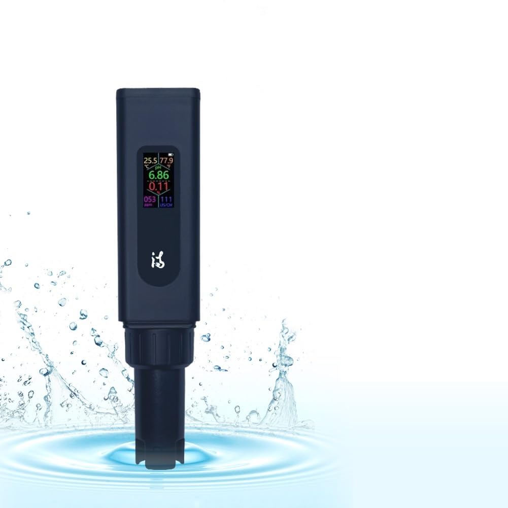 TDS Tester di Acqua, Tester di qualità acqua PH 5 in 1 Misuratore di salinità digitale EC TDS TEMP Monitor Test ricaricabile for piscina agricola con acqua potabile,per agricoltura, piscine, acqua po