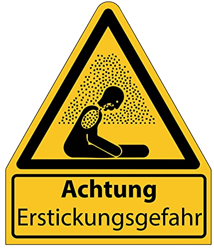 Aufkleber Warnaufkleber Achtung Erstickungsgefahr Warnung Warnschild Folie signalgelb ähnl. ISO 7010 | Größen wählbar Made in Germany, Größe: 52x61 mm