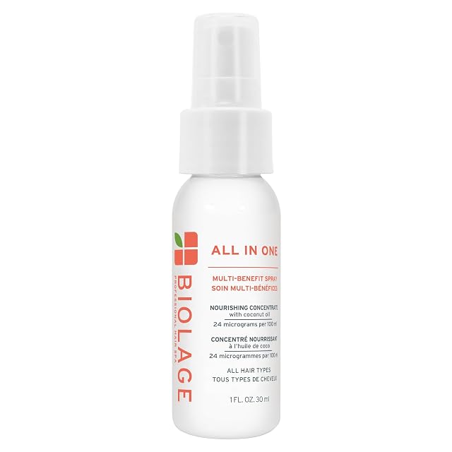 Biolage All-In-One Multi-Benefit Spray - Leave-In Treatment Heat Protectant Shine Frizz Control For All Hair Types Coconut Oil