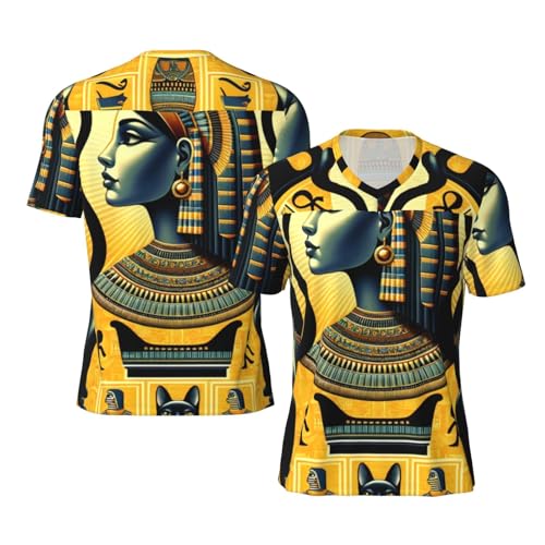 Stylish Athletic Sports Jersey Ancient-Egyptian-Queen-Cat Men's Rugby Jersey 3X-Large Black