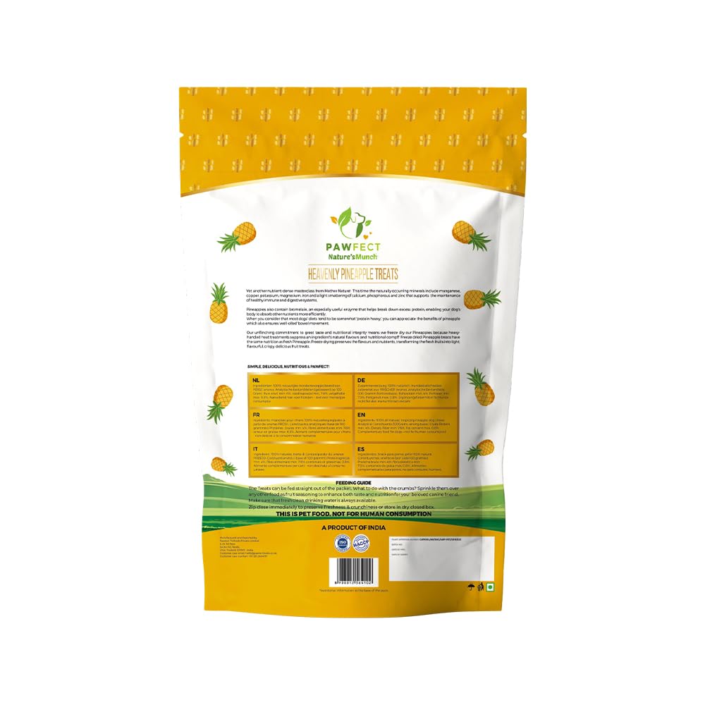 Pawfect Nature's Munch Freeze-Dried Heavenly Pineapple Treats for Dogs, Hypoallergenic, Grain-Free, Improves Digestion - Image 2