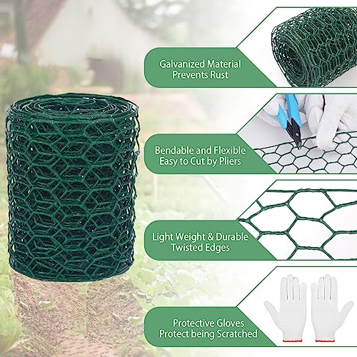 Image of Floral Chicken Wire for Craft,4 x 118 Inch Lightweight Galvanized Hexagonal Chicken Wire Netting, 2mm Thickness Chicken Wire Fence for Garden Poultry, Chicken Wire Mesh with Gloves, Wire Ties, Plier