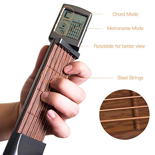 KKmoon SOLO Tela Eletrônica Guitar Chord Trainer Portátil Modelo De Bolso De Madeira Exercício Guita