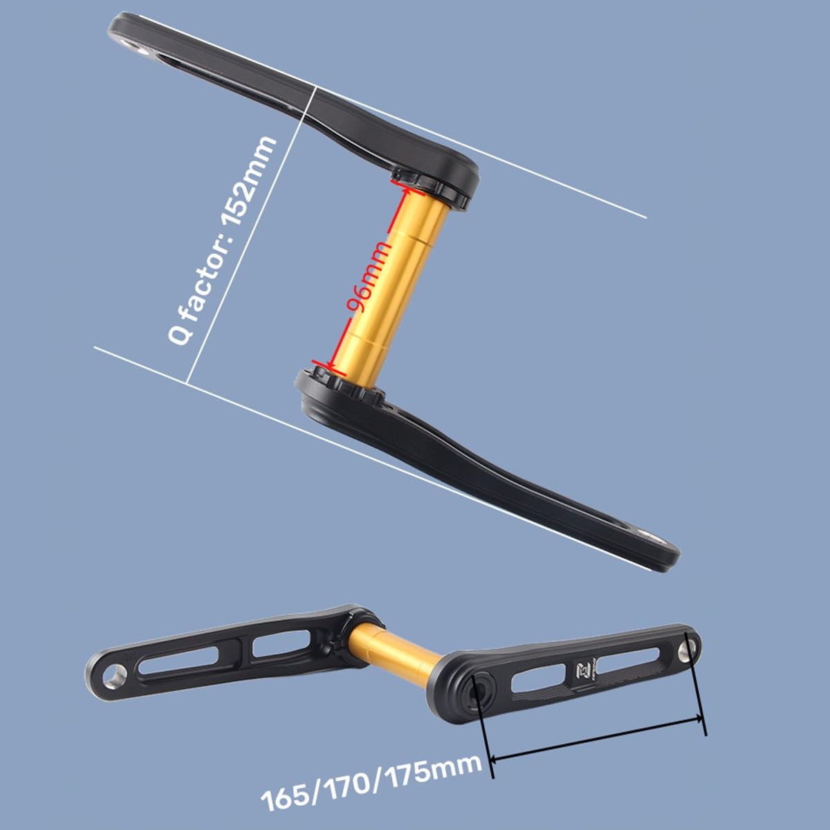 Bike Guarnitura, Set di pedivelle per Bici da Corsa GXP Cavo Integrato Sinistra/Destra, 165/170/175 mm, in Lega di Alluminio, Ricambio