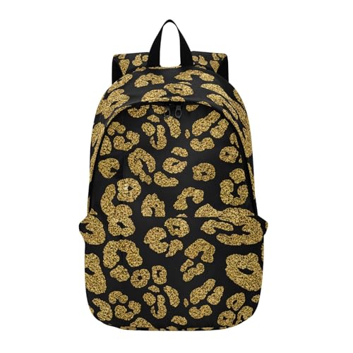 Gold Glitter Leopard Laptop Backpack for Women Men 25L Casual Hiking Daypack Bag Travel Backpack for 15.6 inch Laptop 202c1431