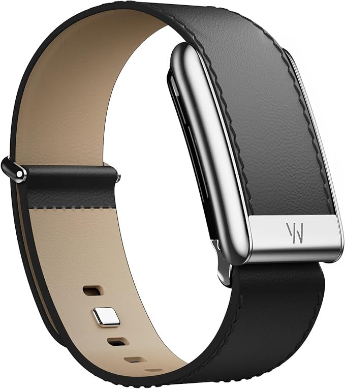 WHOOP 5.0 MG LeatherLuxe Strap – Genuine Leather Band with Titanium Accents – Compatible with WHOOP 5.0 & MG Life Devices – Premium Adjustable Wearable Accessory – Black/Cream, Titanium – Size L (24mm)