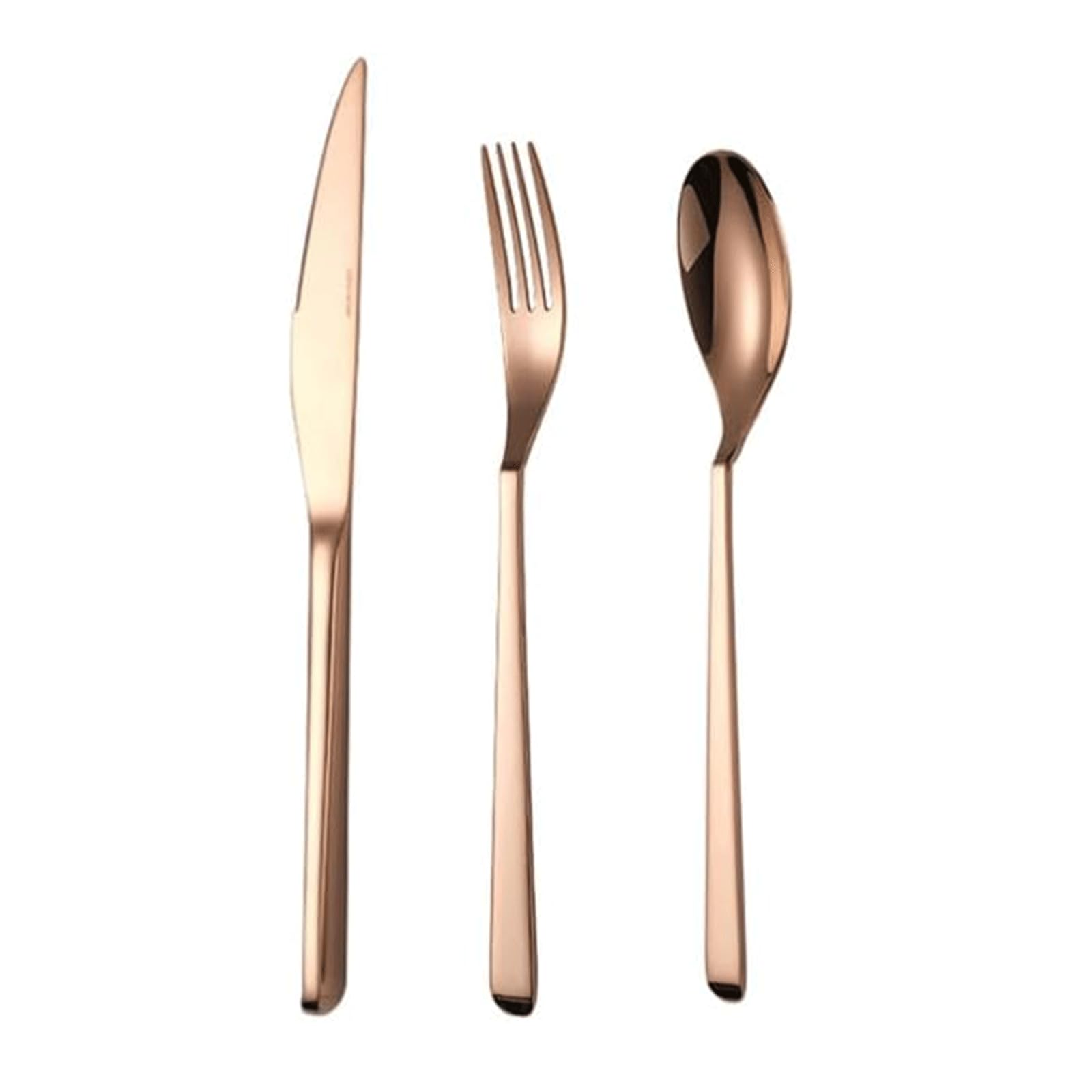 Rieort Ensemble d'argenterie 1/2/3 pièces, Couteau, Fourchette, cuillère, Or Rose, Ensemble de Couverts en Acier Inoxydable, fourchettes de Cuisine réutilisables