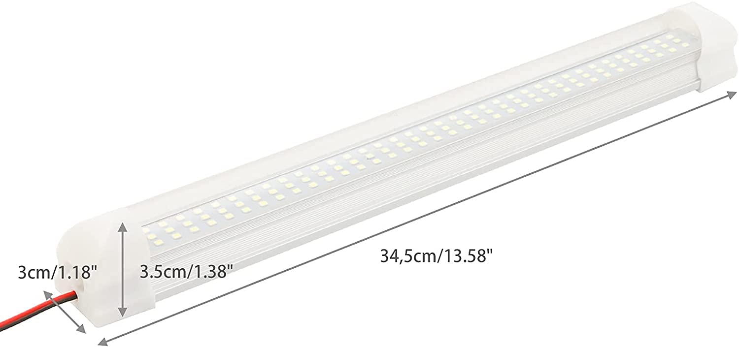 Linkstyle 12V Interieur LED-Lichtbalk, 108 LEDs met Aan/Uit-schakelaar, 1800LM 6W voor Camper Caravan Boot Vrachtwagen Busje, 4 stuks