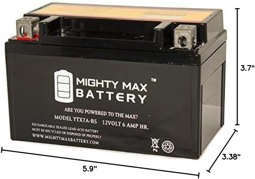 Mighty Max Battery YTX7A-BS Battery Replacement for GTX7A 32X7A 44023 CTX7A Battery