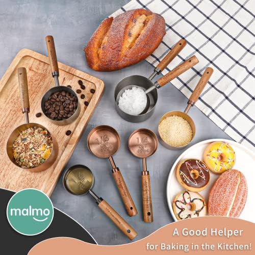 Measuring Cup with Wooden Handle, 3/4 Cup Titanium-plating 180ml Stainless Steel,Dog Food Scoop, Space Gray - Thumbnail 5